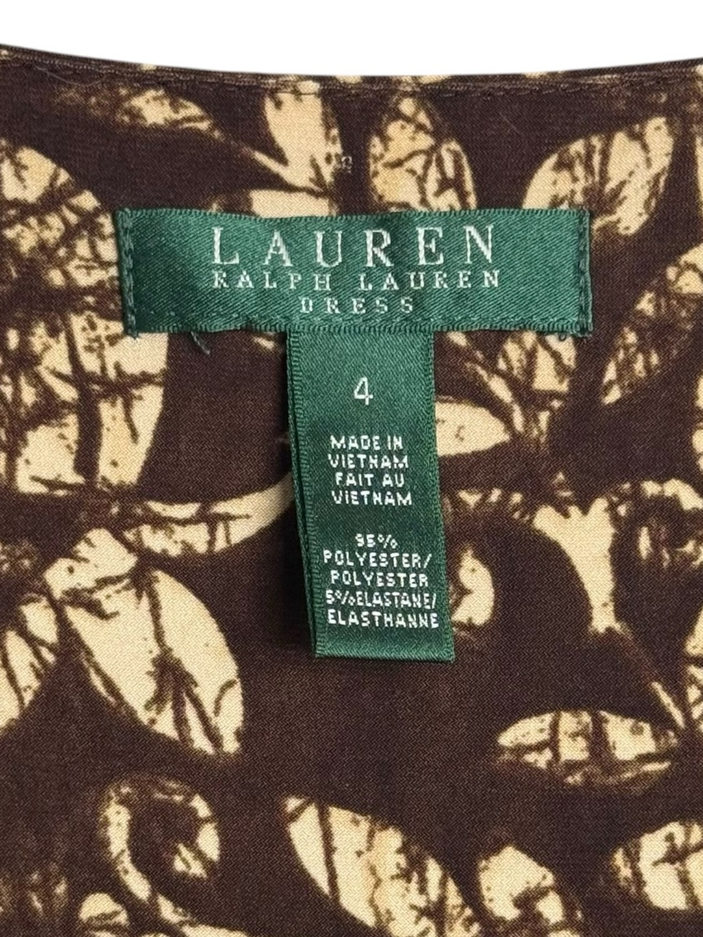 Lauren Ralph Lauren Sleeveless Cocktail Sheath Dress Size 4 Midi Ruched Brown - Picture 9 of 10